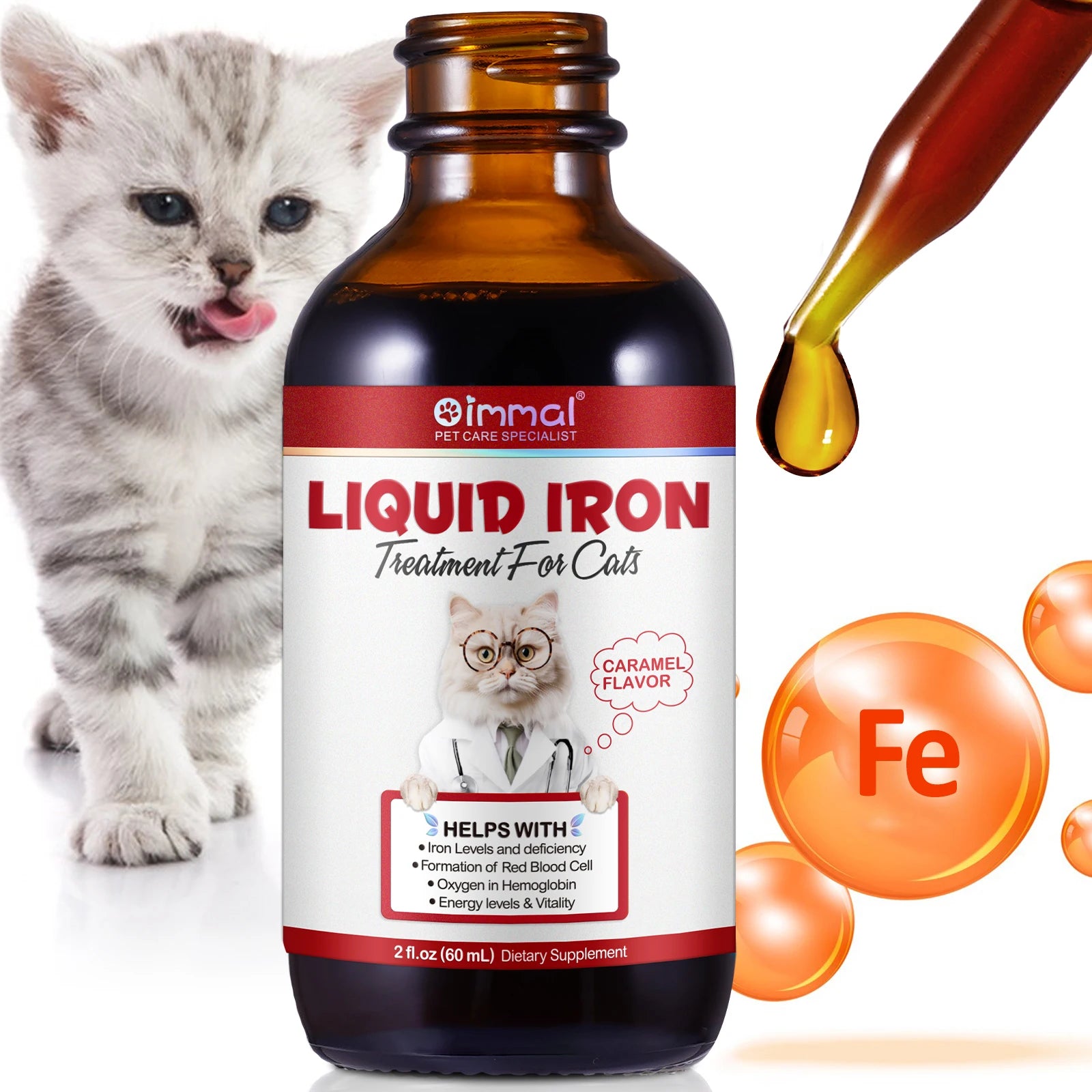 ZumPets Liquid Iron Supplement for Cats — Caramel Flavor