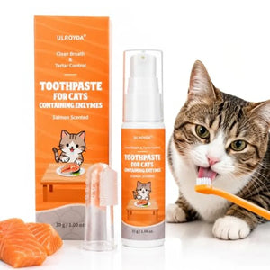 ZumPets Cat Dental Kit – Salmon Flavor Toothpaste with Toothbrush & Finger Brush
