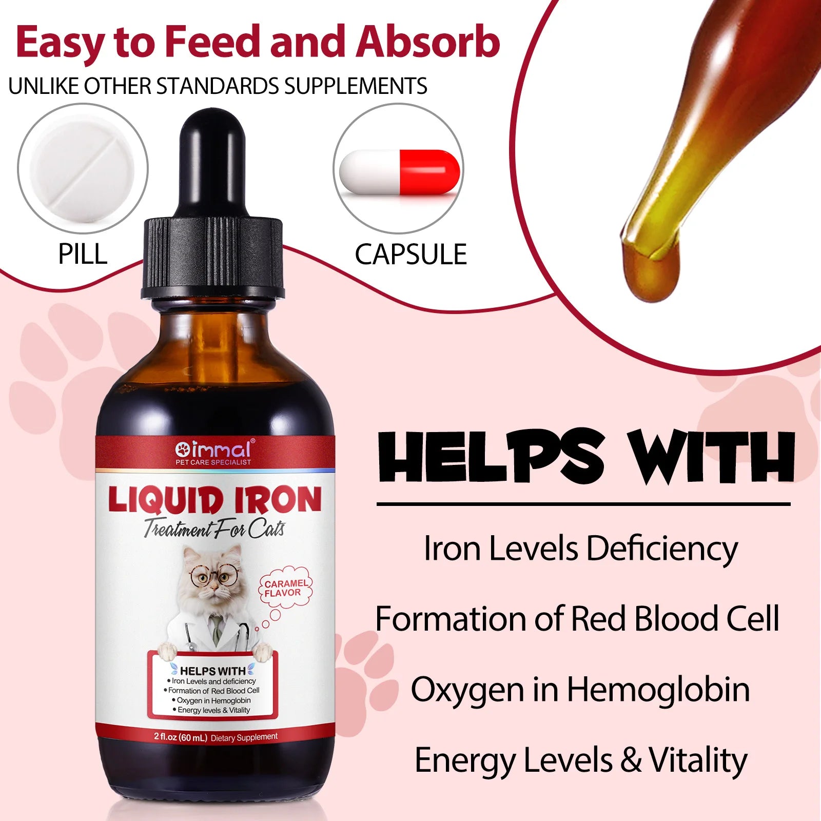ZumPets Liquid Iron Supplement for Cats — Caramel Flavor