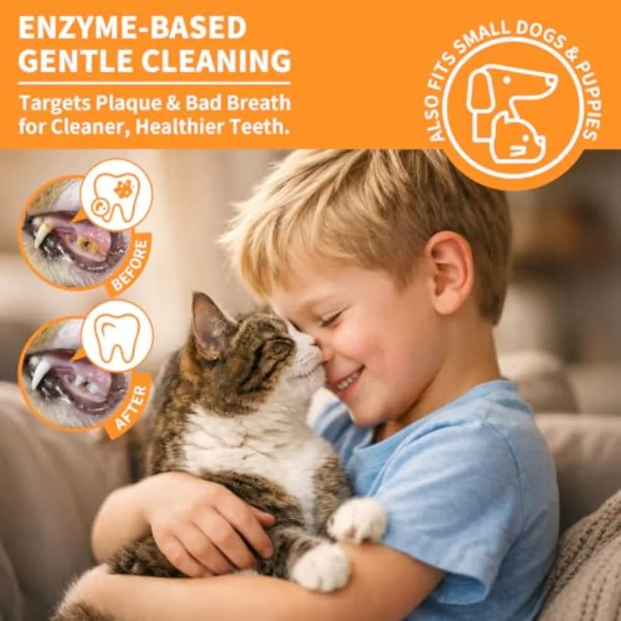 ZumPets Cat Dental Kit – Salmon Flavor Toothpaste with Toothbrush & Finger Brush